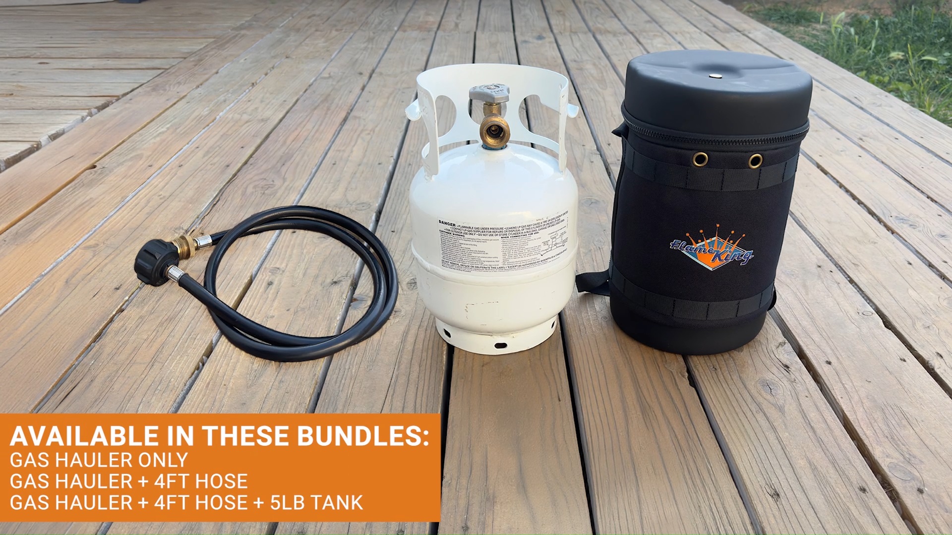 thumbnail video image 2 of Flame King Gas Hauler Kit with Insulated Carry Case for 5 lb Propane Tank and 4ft Hose for Camping Outdoor, 2 of 12