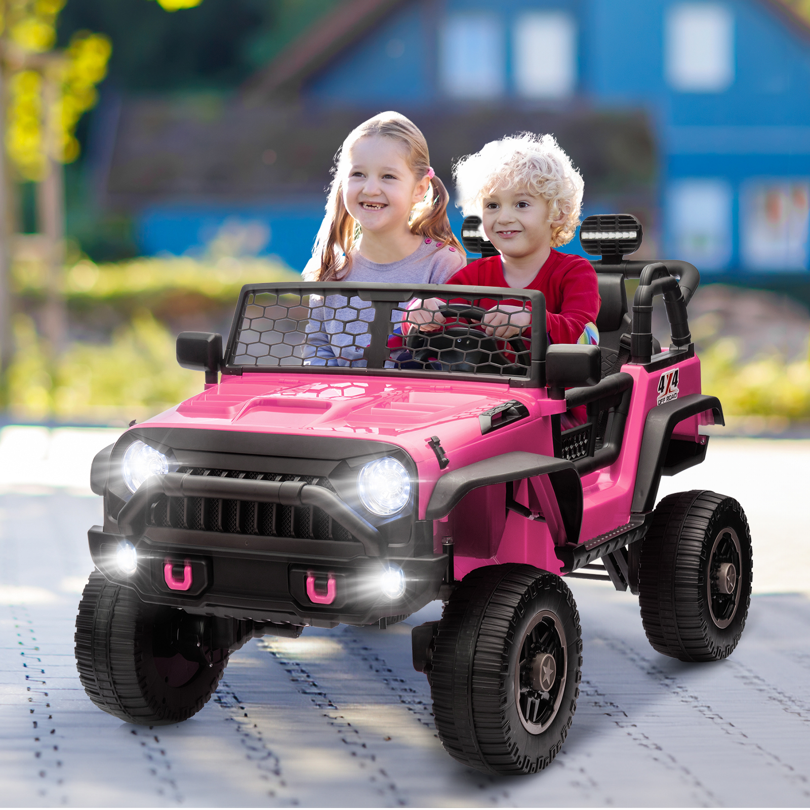 thumbnail video image 2 of Ktaxon 24V Ride On Car for Kids, 2 XL Seater Electric Car,  2WD/4WD Switch Ride On Toy w/Parent Remote Control - Black, 2 of 9