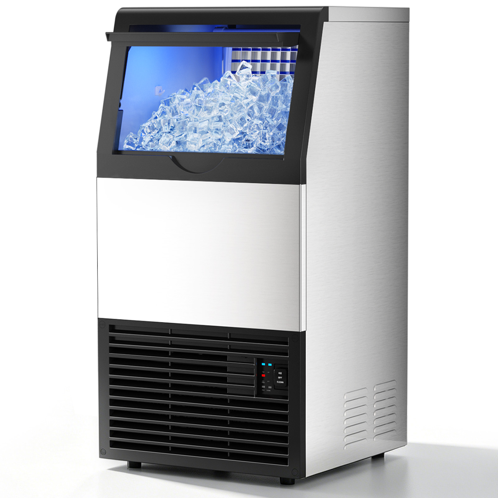 thumbnail video image 2 of Ecojoy Commercial Under Counter Ice Maker, 100lbs/24H Output, 33lbs Insulated Ice Storage, Stainless Steel Built-in Freestanding Ice Machine with Self-Cleaning for Home Bar, Kitchen, Cafe, 2 of 10