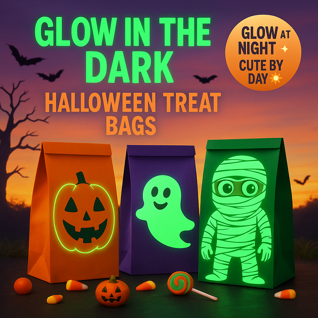 thumbnail video image 2 of JoyX  Halloween Candy Bags Glow-in-the-Dark Trick or Treat Bags | Party Supplies (48-Pack), 2 of 16