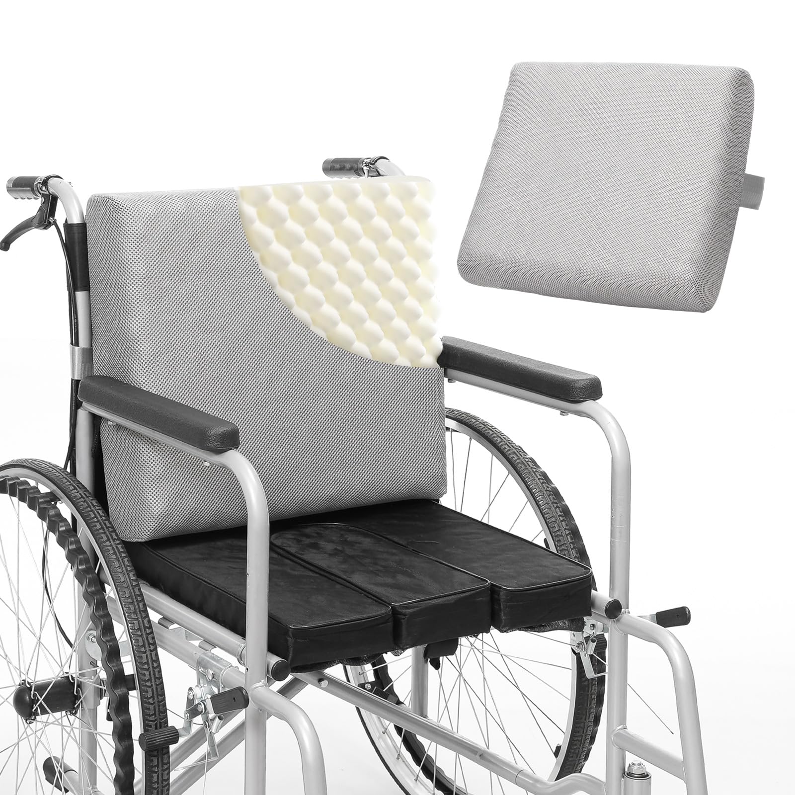 thumbnail video image 2 of Wheelchair Back Cushion,Foam PadWheelchair Seat Cushion Backrest to RelieveBack, 2 of 8