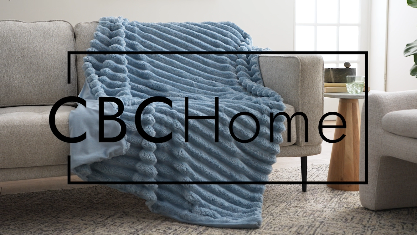 thumbnail video image 2 of CBCHome Jumbo Velvet Plush Wide Ribbed Throw Blanket - Super Soft, Warm, Cozy Fluffy Throw for Couch, Bed, Sofa - All Season Décor (Bright White, 90" x 108"), 2 of 9