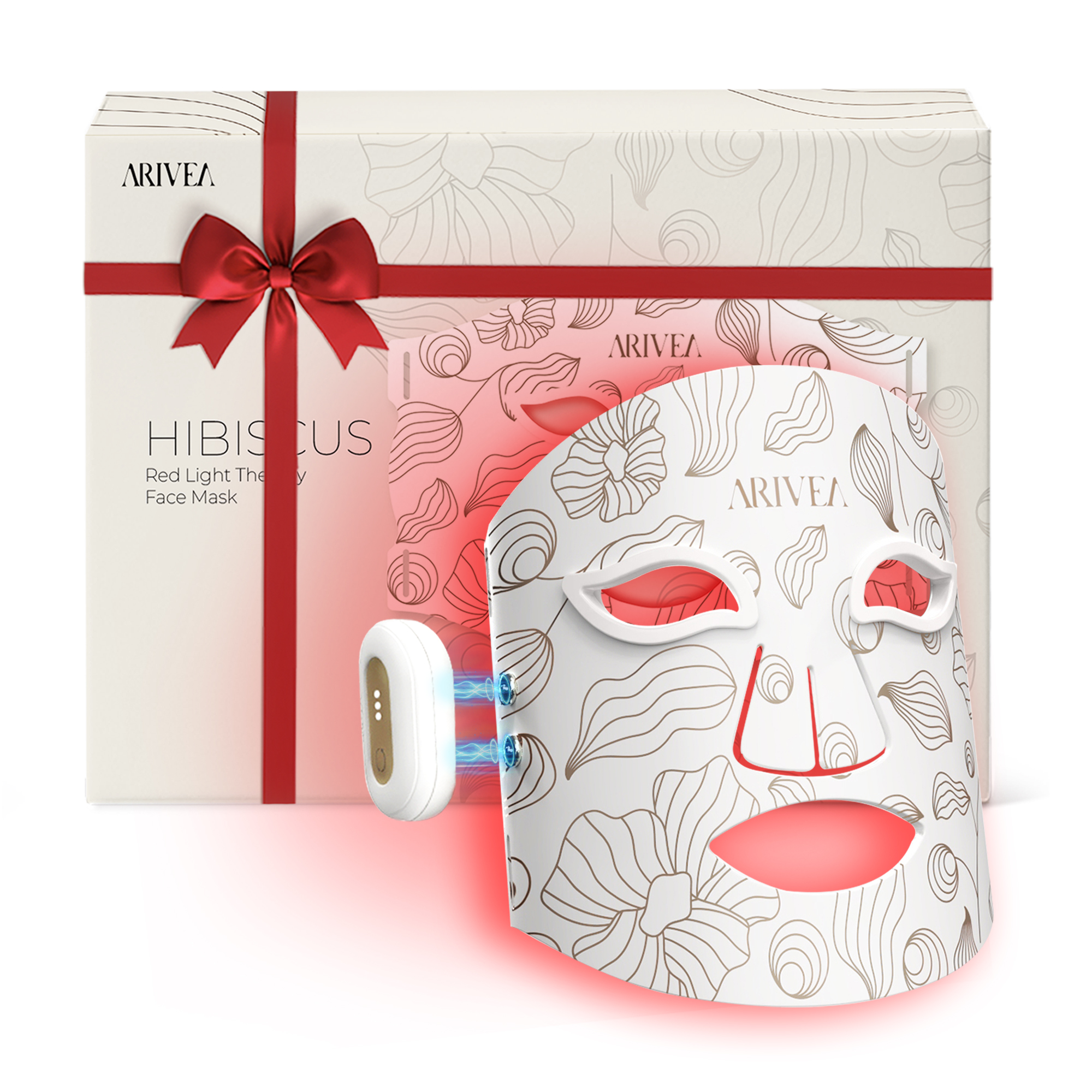 thumbnail video image 2 of ARIVEA LED Red Light Therapy Face Mask, Wireless Rechargeable Red Light Therapy Device for Face, Home & Travel，White, 2 of 9