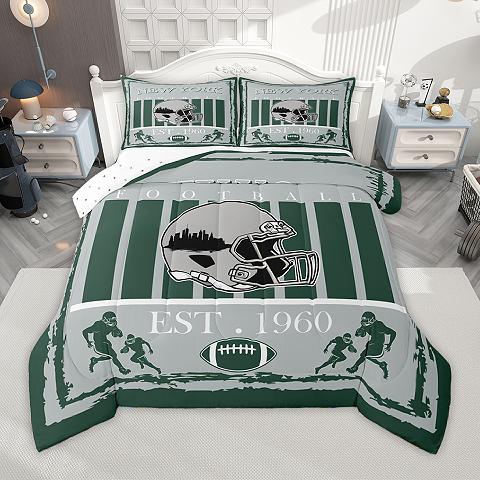 thumbnail video image 2 of Homewish American Rugby City Bedding Comforter Set,Ball Sport Twin Comforter Sets,Gray Rugby Helmet Bedding Set For Boys,Super Cozy Room Decor Reversible,2-Piece, 2 of 9