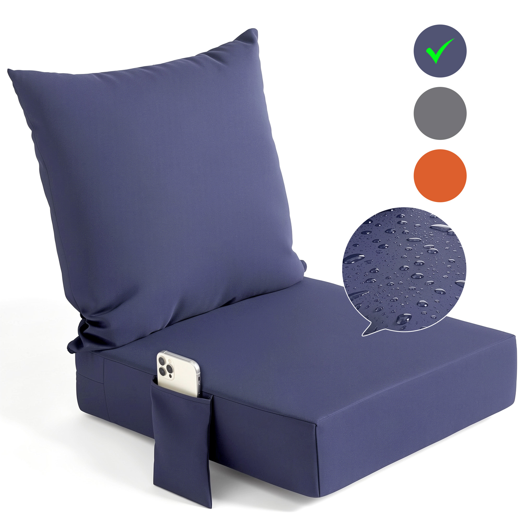 thumbnail video image 2 of Biotree Outdoor Seat Cushions for Chairs,Waterproof Fade-Resistant Patio Furniture Replacement Cushions with Removable Cover,Blue, 2 of 10