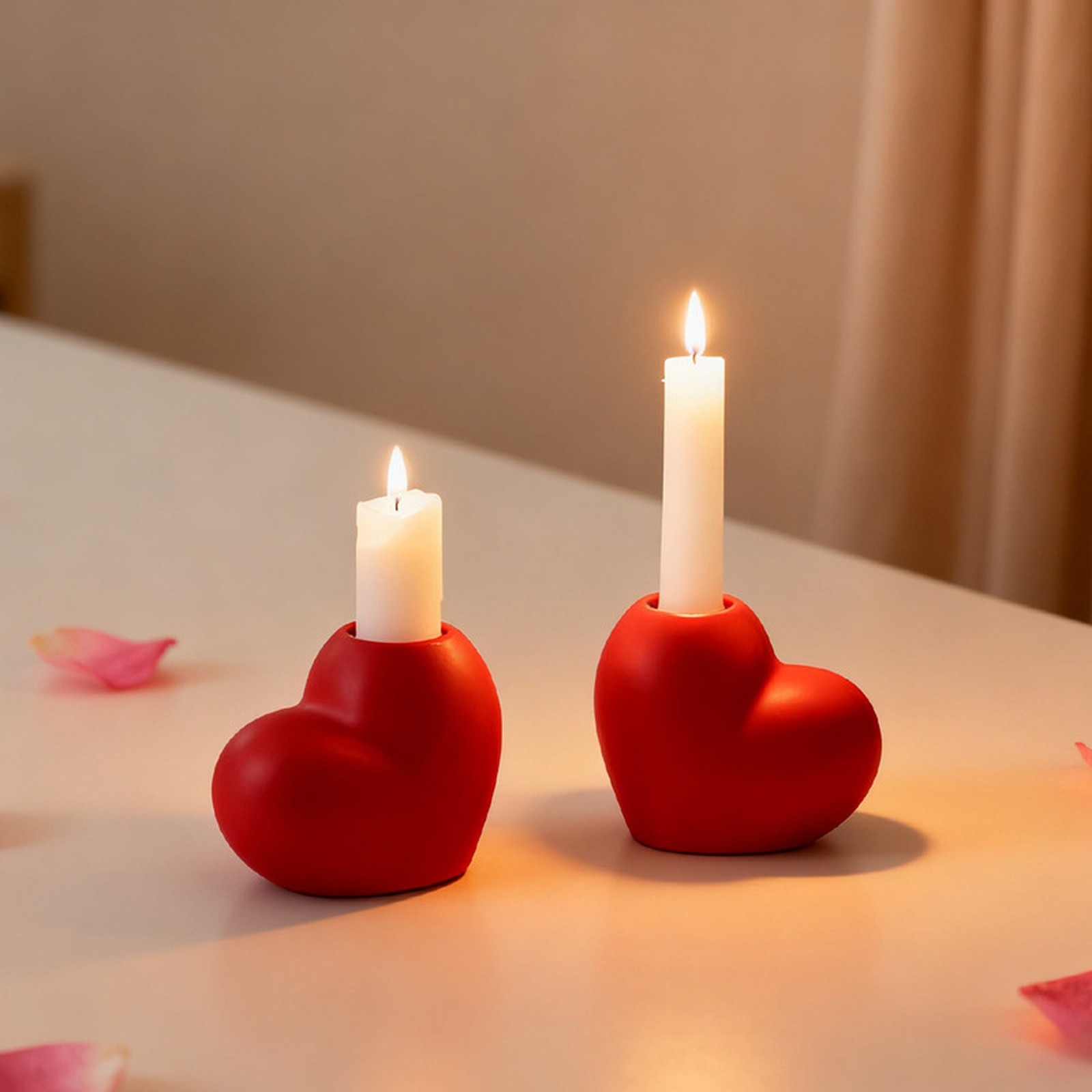 thumbnail video image 2 of Red Heart-Shaped Ceramic Candle Holder - 3.15x2.76in Home Decor for Valentine's Day/Anniversary, Elegant Tabletop Candle Holder (1PC), 2 of 7