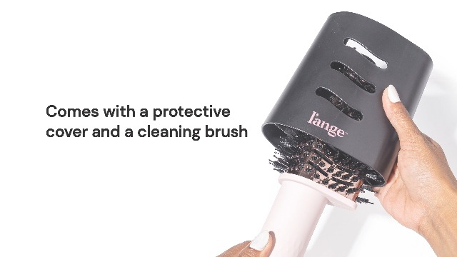 thumbnail video image 2 of L'ange Hair Le Volume Elevé 65MM 2-in-1 Titanium Brush Dryer, 3 Heat Settings, 360° Vented Airflow, Black, 2 of 9