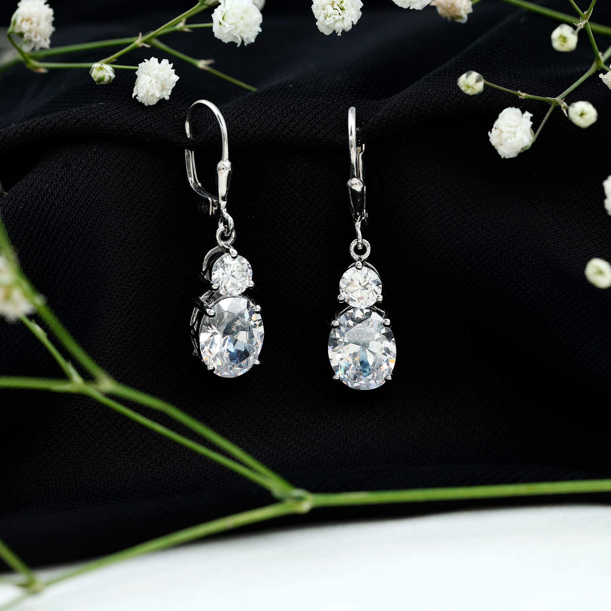 thumbnail video image 2 of Rosec Jewels Cubic Zirconia Drop Earrings with Lever Back for Women, 10K Yellow Gold, 2 of 9