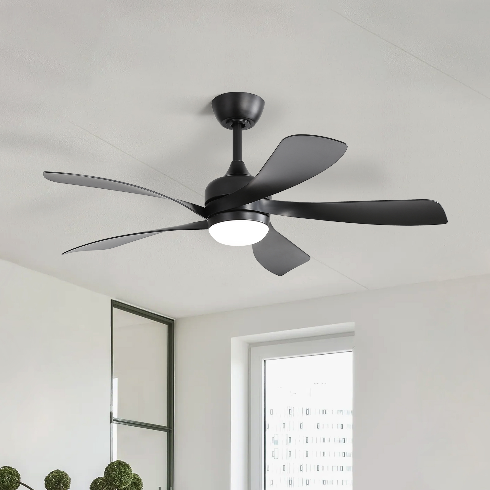 thumbnail video image 2 of Sofucor 52" LED Black Modern Ceiling Fan with ABS Blades, 3 Color Lights, Reversible Airflow, DC Motor, 2 of 13