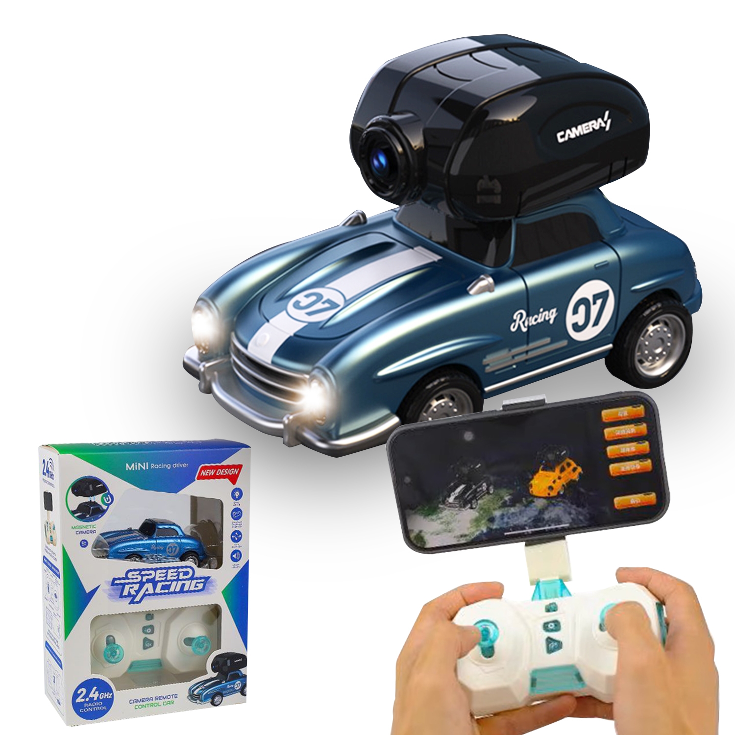 thumbnail video image 2 of Mini Remote Control Car with Camera, FPV RC Car, Green, 2 of 9