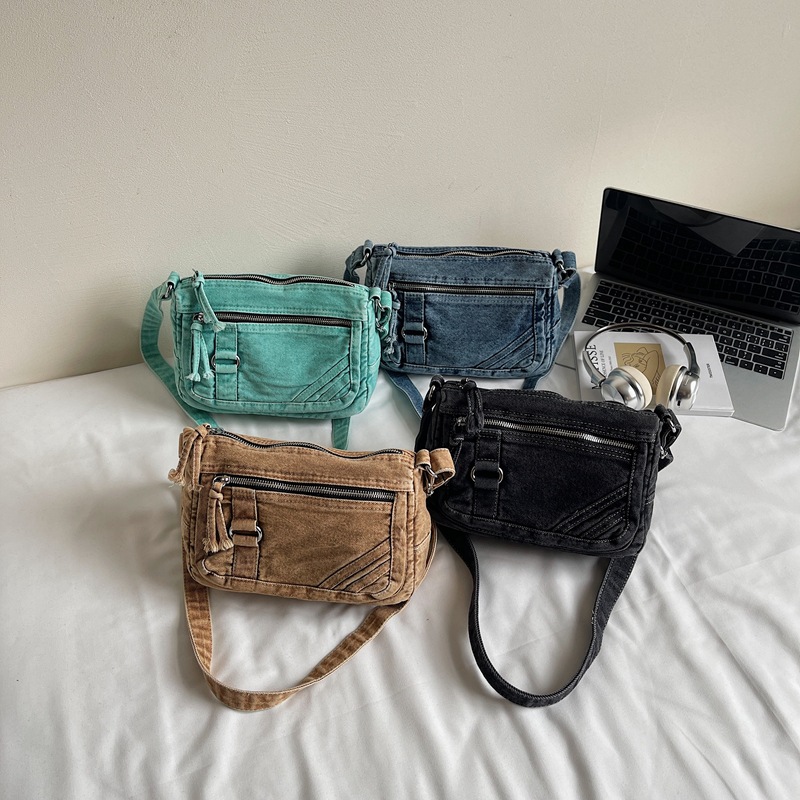 thumbnail video image 2 of SPEKSEE Vintage Denim Crossbody Bag for Women, Casual Small Square Shoulder Purse with Multi‑Pocket, Adjustable Strap Lightweight Denim Sling Handbag for Daily Travel Shopping, 2 of 8