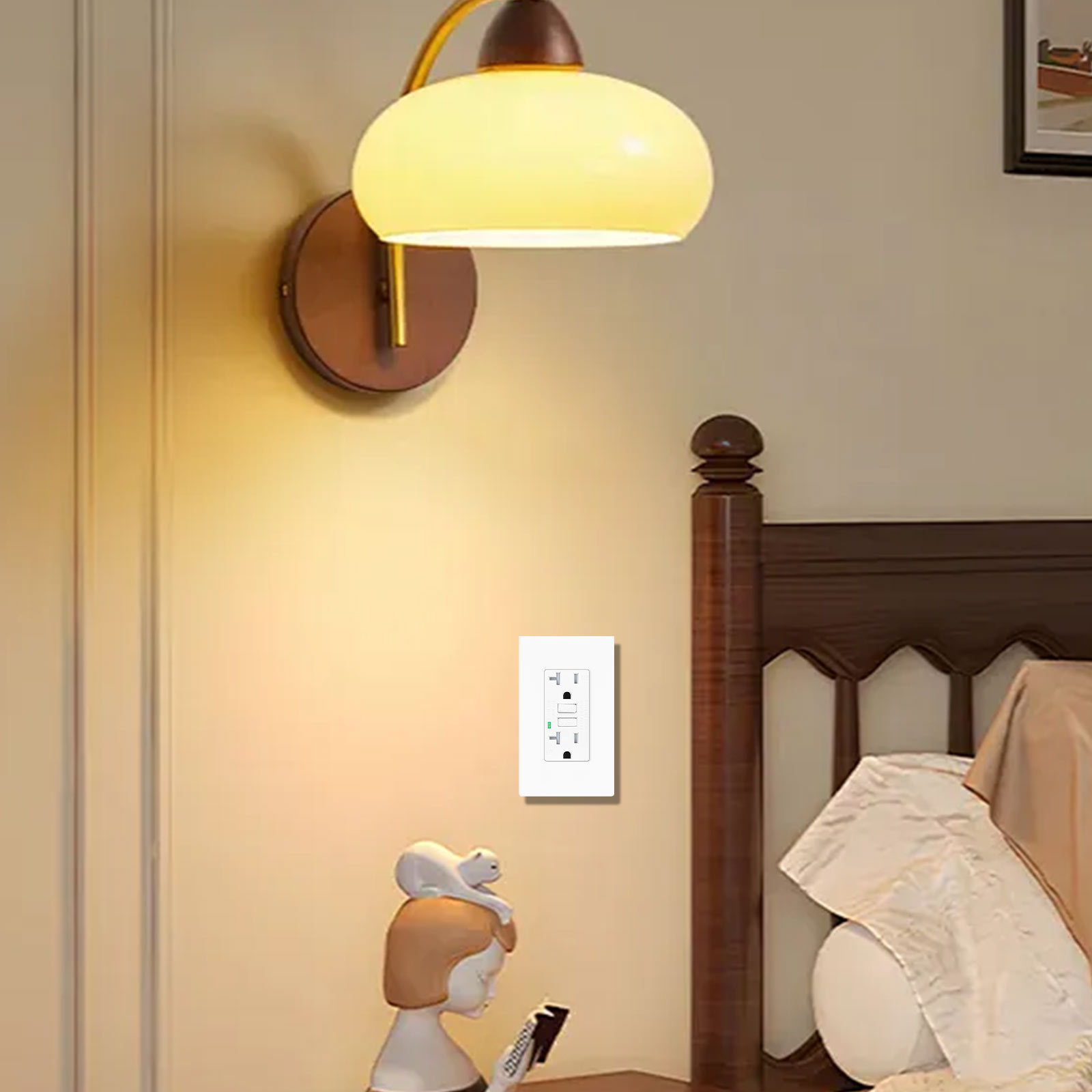 thumbnail video image 2 of 15amp Weather Resistant GFCI Outlet, Tamper Resistant GFI Receptacle with LED Indicator, Decor Wall Plate and Screws Included, ETL Certified, White 40 Pack, 2 of 7