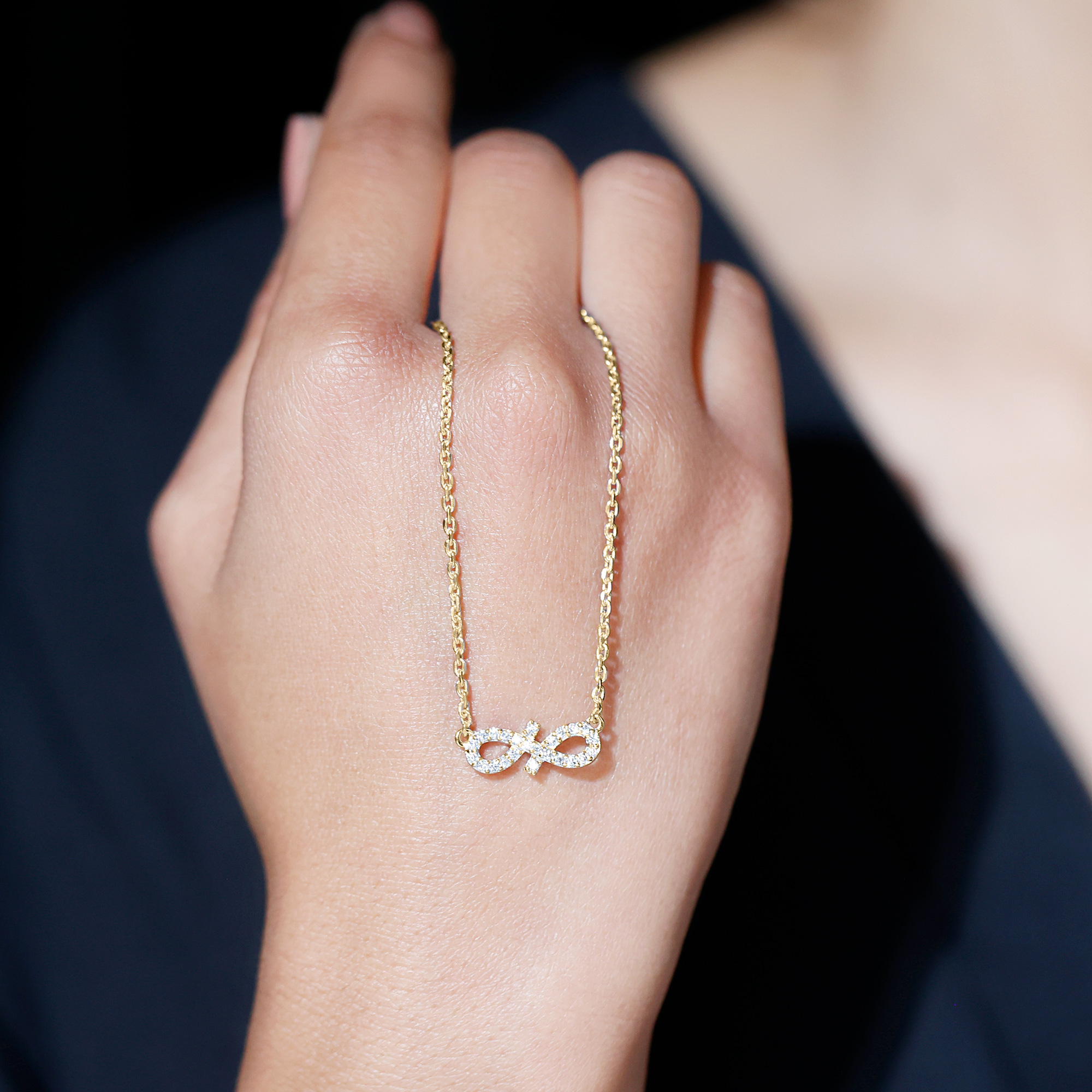 thumbnail video image 2 of Rosec Jewels Lab Grown Diamond Infinity Necklace for Women - Minimalist Necklace - EF-VS Quality, 10K White Gold, 2 of 8