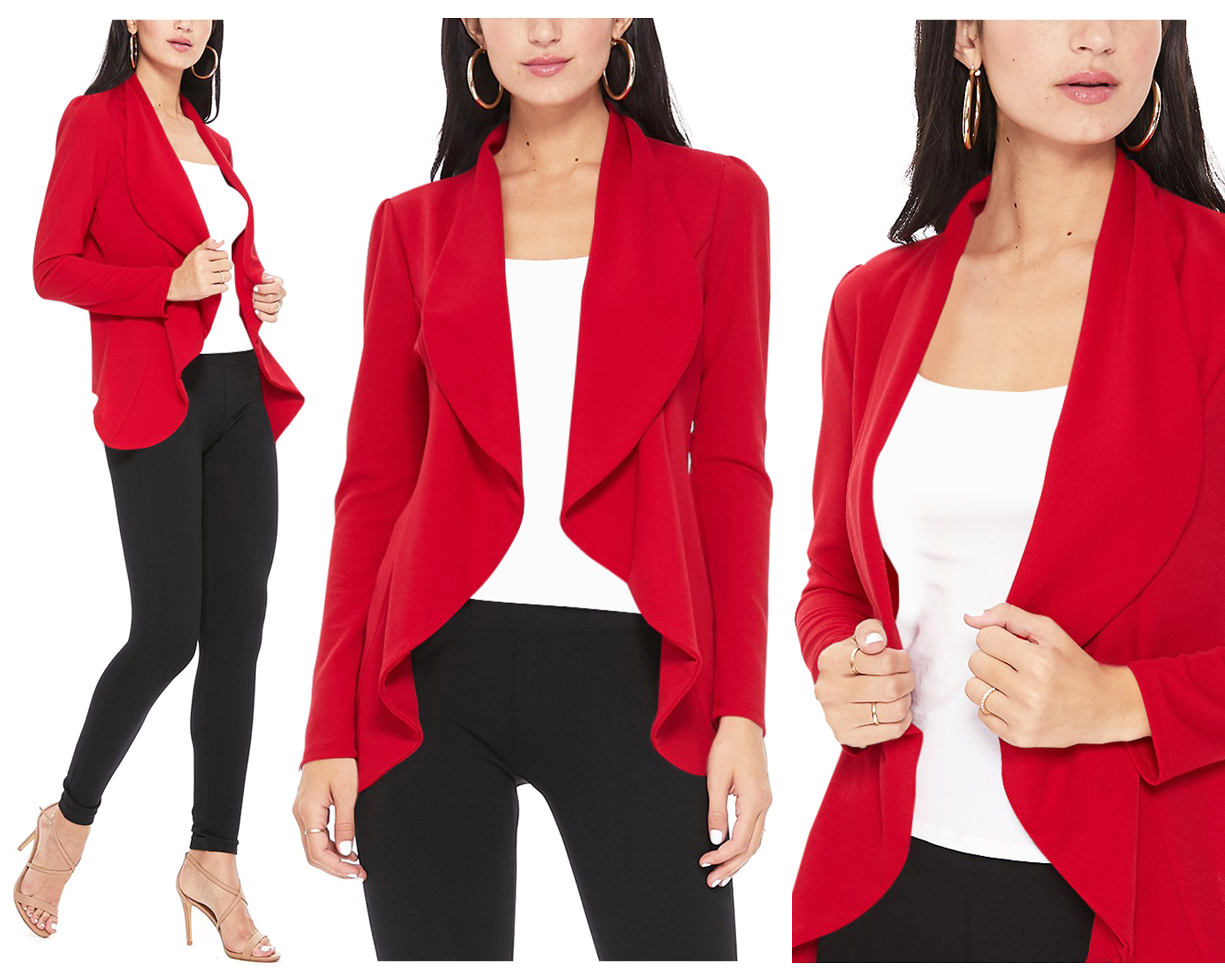 thumbnail video image 2 of Moa Collection Women's Long Sleeve Open Front Blazer Solid Office Jacket (S-3XL), 2 of 6