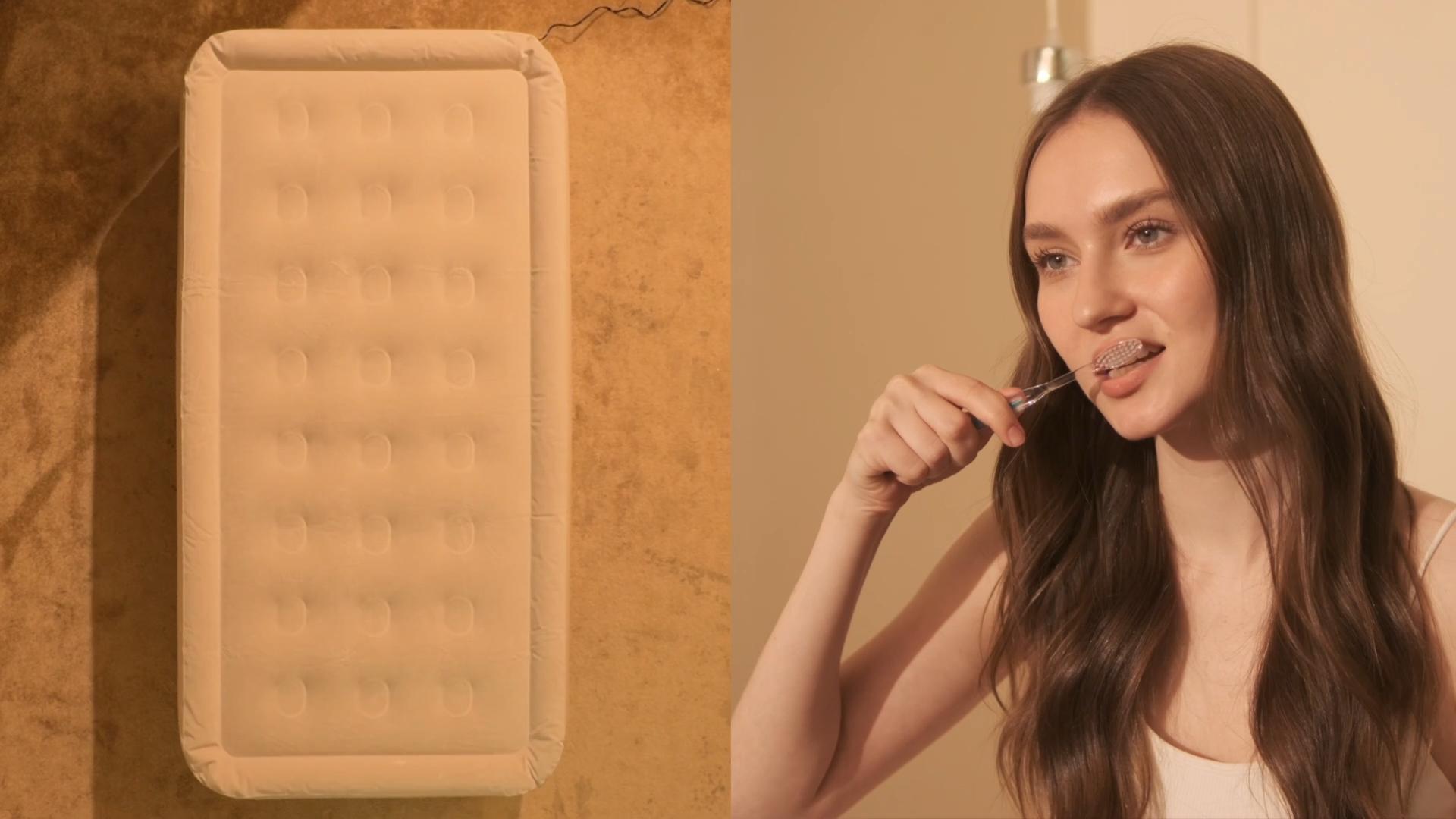 thumbnail video image 2 of Full Air Mattress with Built-in Pump - 18" Extra Thick Inflatable Bed for Camping & Home,Gray,3-Min Self Inflating with Carrying Bag., 2 of 9