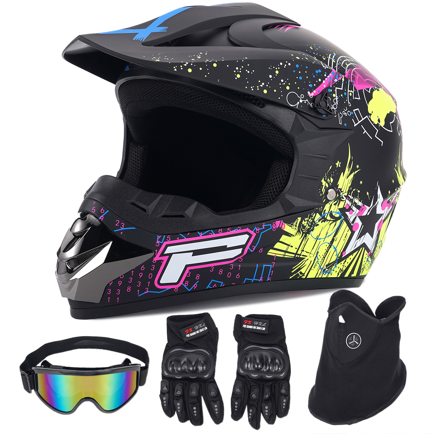 XiongXiong Dirt Bike Helmet DOT Certified, Full Face Motorcycle Helmet ...