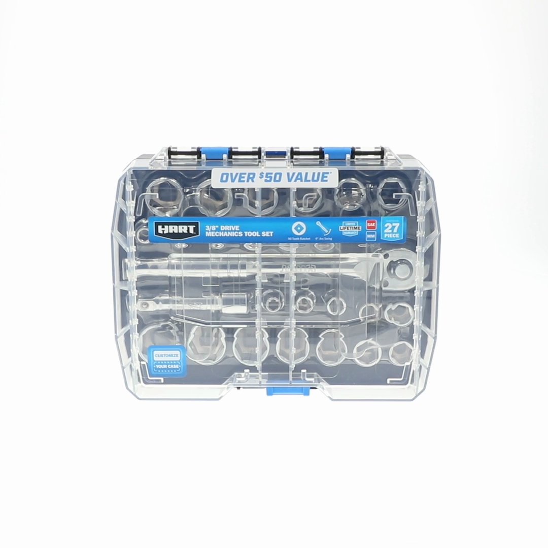 HART 27-Piece 3/8-inch Mechanics Tool Set, Chrome Finish - Walmart.com