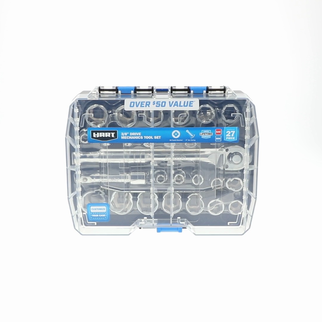 HART 27-Piece 3/8-inch Mechanics Tool Set, Chrome Finish - Walmart.com