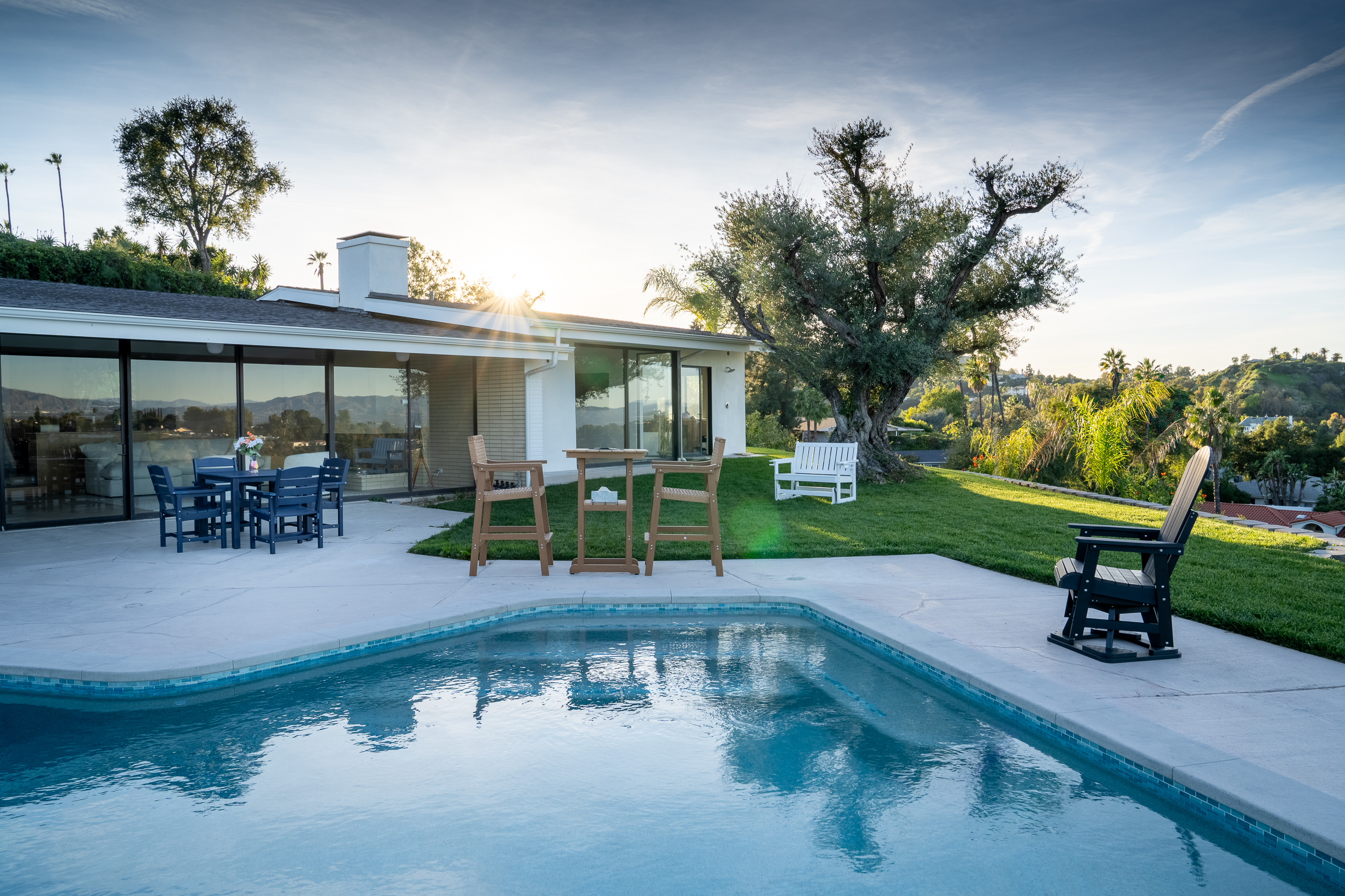 thumbnail video image 2 of Mosbrisa HIPS Poly Lumber Patio Glider with Cup Holders, High Backrest and Deep Contoured Seat,  for Outdoor, Porch,  Garden, Black, 2 of 10