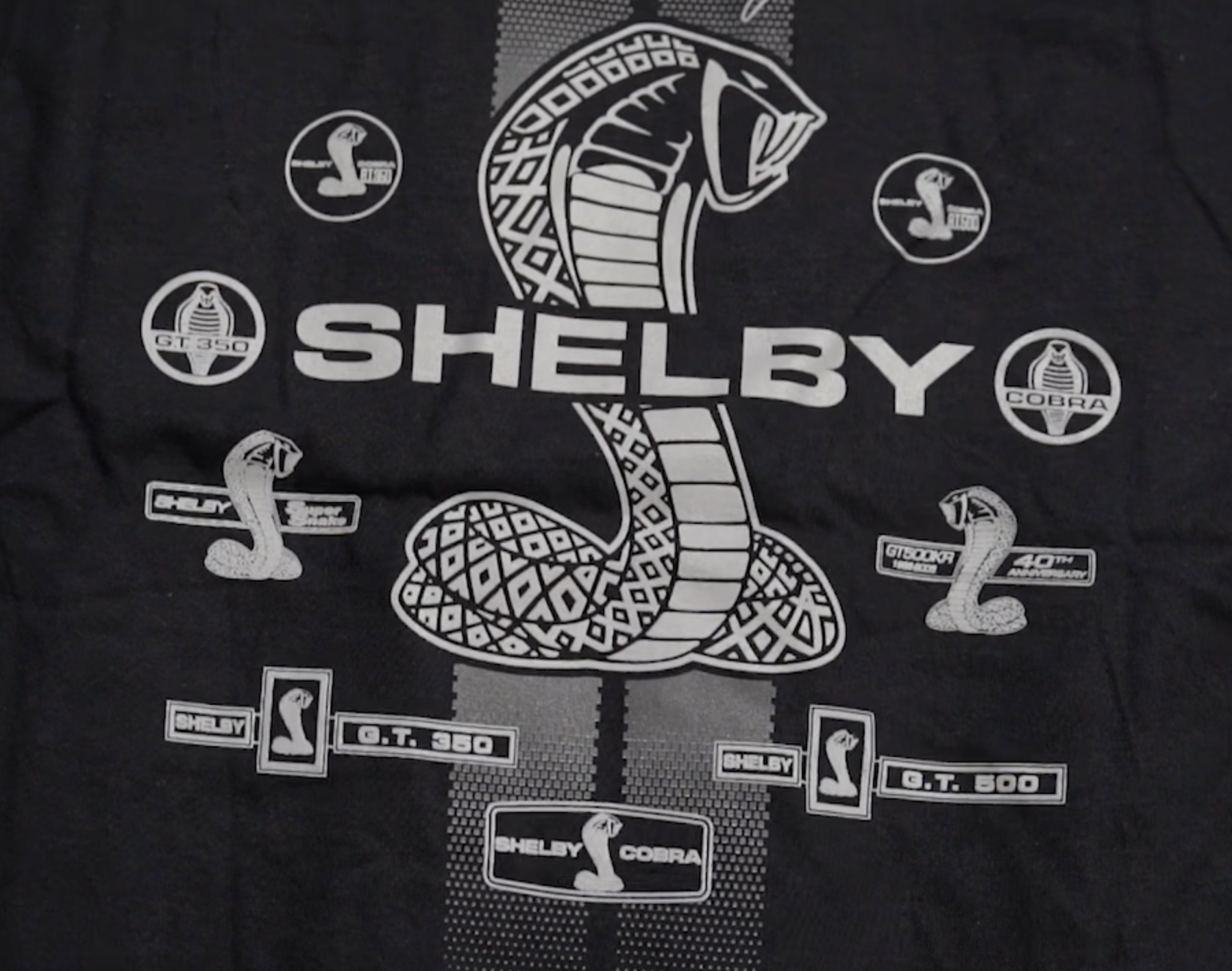 thumbnail video image 2 of JH Design Men's Shelby Cobra T-Shirt Short Sleeve Black Crew Neck Shirt, 2 of 7