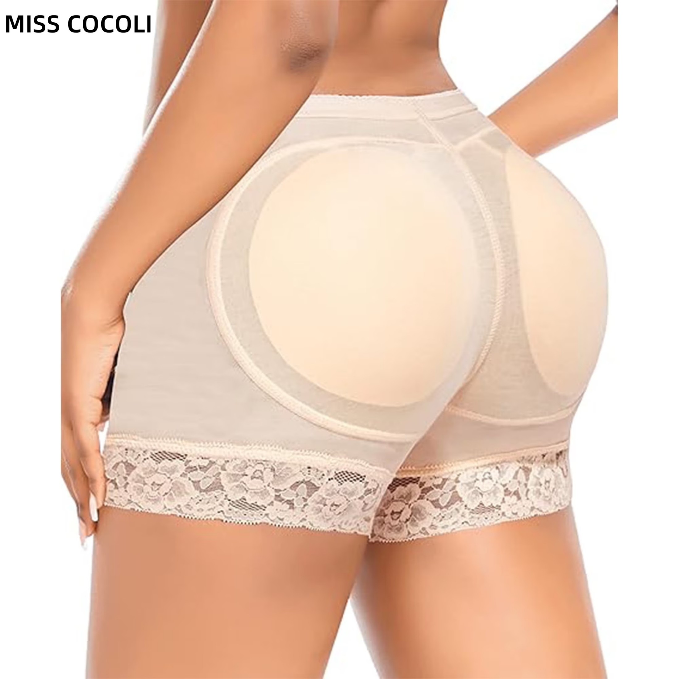 thumbnail video image 2 of MISS COCOLI Lace Padded Panties for Women Slimming Butt Lifter Underwear Hip Enhancer Shaper Booty Pads Shapewear, 2 of 7