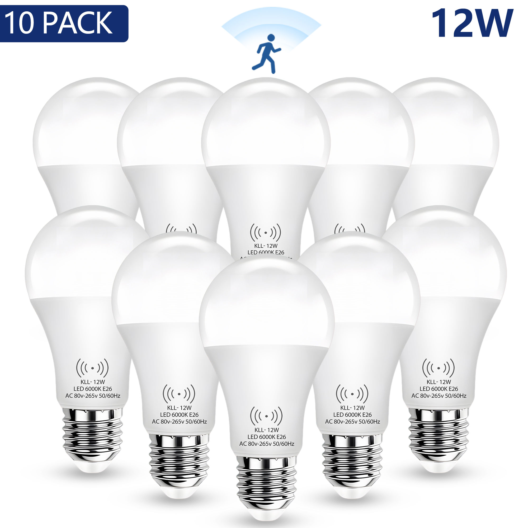 thumbnail video image 2 of Kasotile Motion Sensor Bulb, 12W (100-Watt Equivalent) Smart Sensor Light Bulbs Super Bright E26 Automatic On/Off Security Lights Outdoor/Indoor for Porch Garage Garden Patio(Cool White 10 Pack), 2 of 7