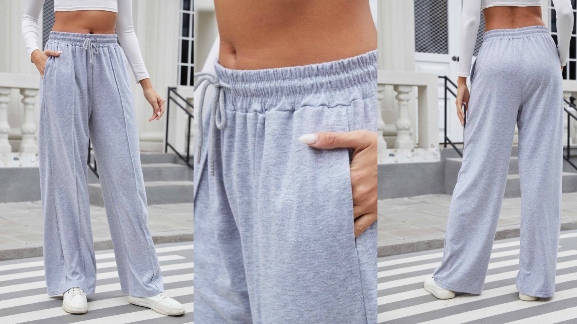 thumbnail video image 2 of Cyglowse 2025 Wide Leg Sweatpants Women, Wine Sweatpants for Women High Waist Soft Lounge Pants with Pockets S, 2 of 7