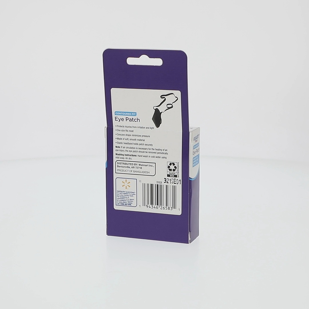 Equate Eye Patch, Black, One Size, Contoured Fit, Light Blocking