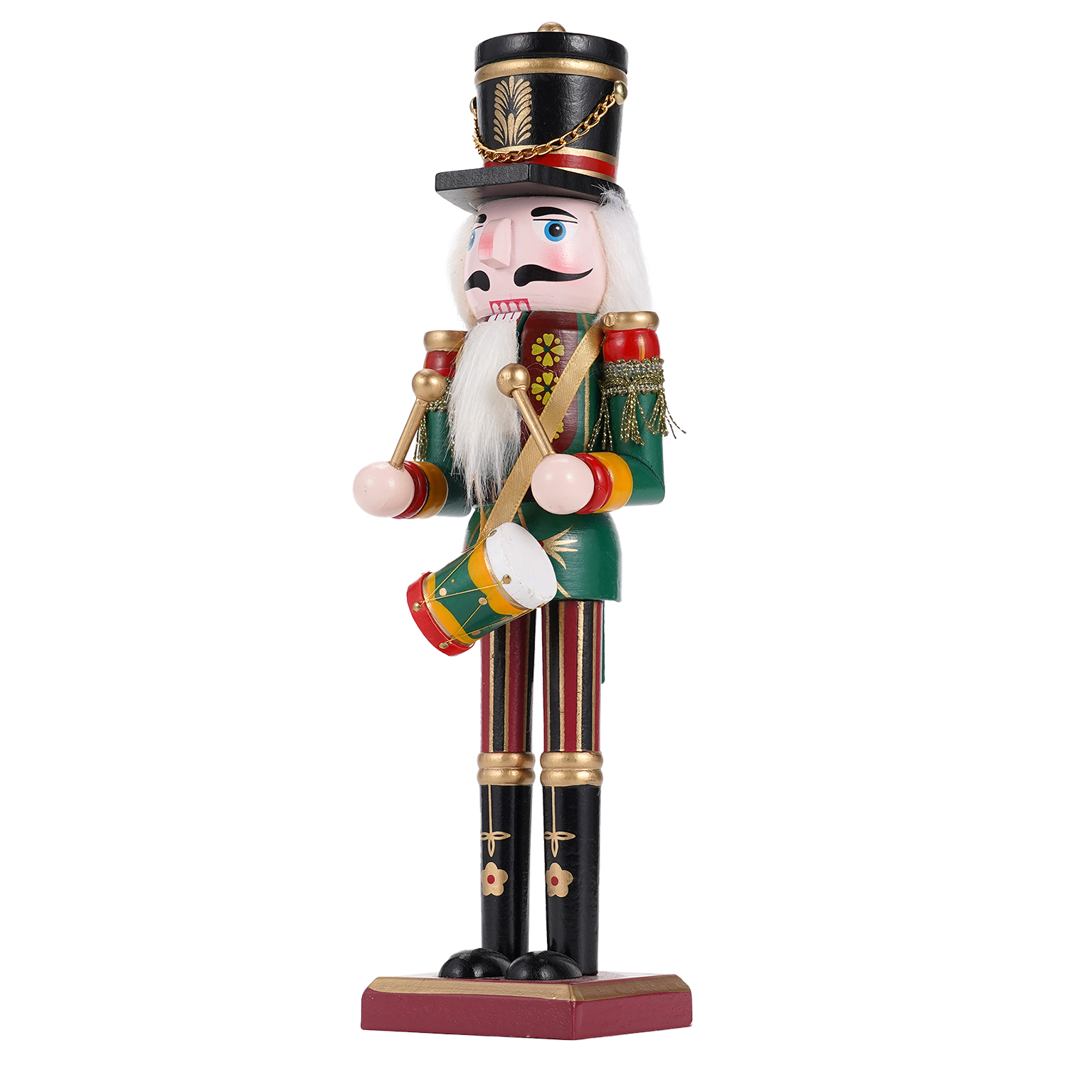thumbnail video image 2 of TJT Green Nutcracker Soldier Christmas Decorations, Wooden Nutcracker Drum Ornaments Collectible Festive Xmas Figures Decor Gift Indoor, 12'' Drummer, 2 of 11