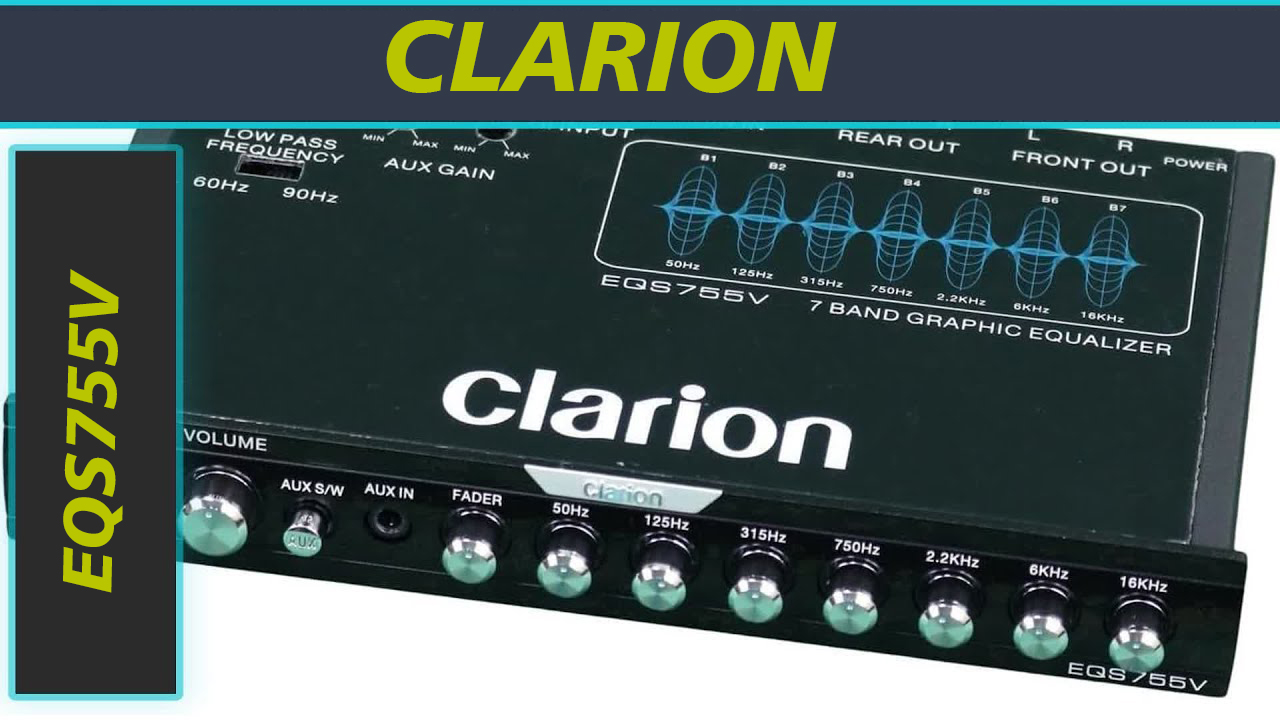 Clarion, 1/2-Din Graphic Equalizer, EQS755, 7-Band, Blue