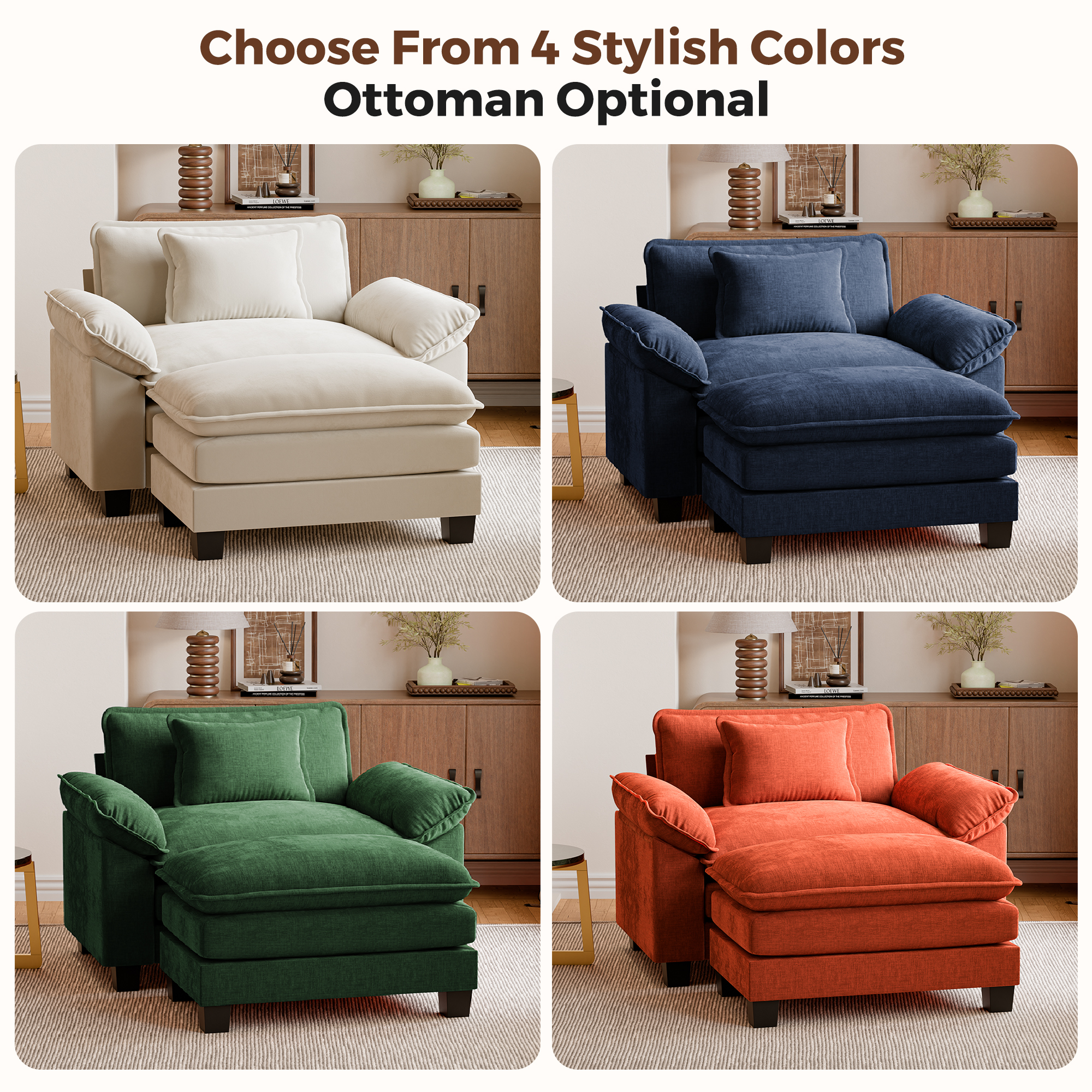 thumbnail video image 2 of JULY'S SONG Oversized Accent Chair with Arms, Chenille Comfy Cloud Sofa Chairs in Living Room, Cozy Chair and a Half with Deep Seat, Modern Reading Chair for Bedroom, Terracotta, 2 of 11