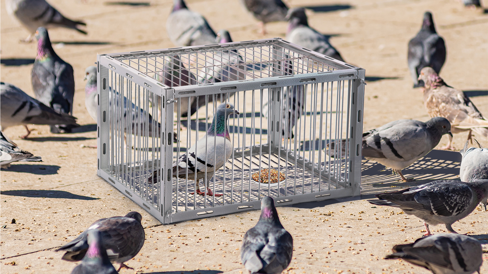 Humane Live Pigeon Trap, Safe Bird Catcher Cage with One-Way Entry