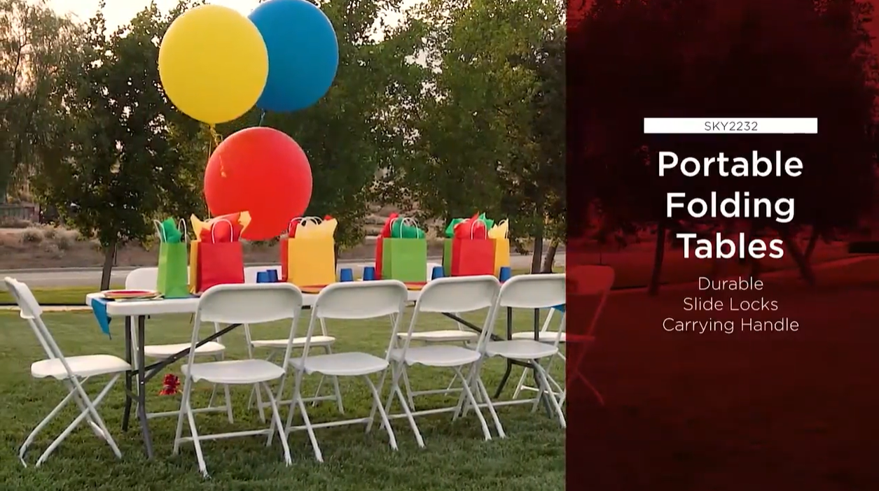 thumbnail video image 2 of Best Choice Products 4ft Plastic Folding Table, Indoor Outdoor Heavy Duty Portable w/ Handle, Lock for Picnic - White, 2 of 8