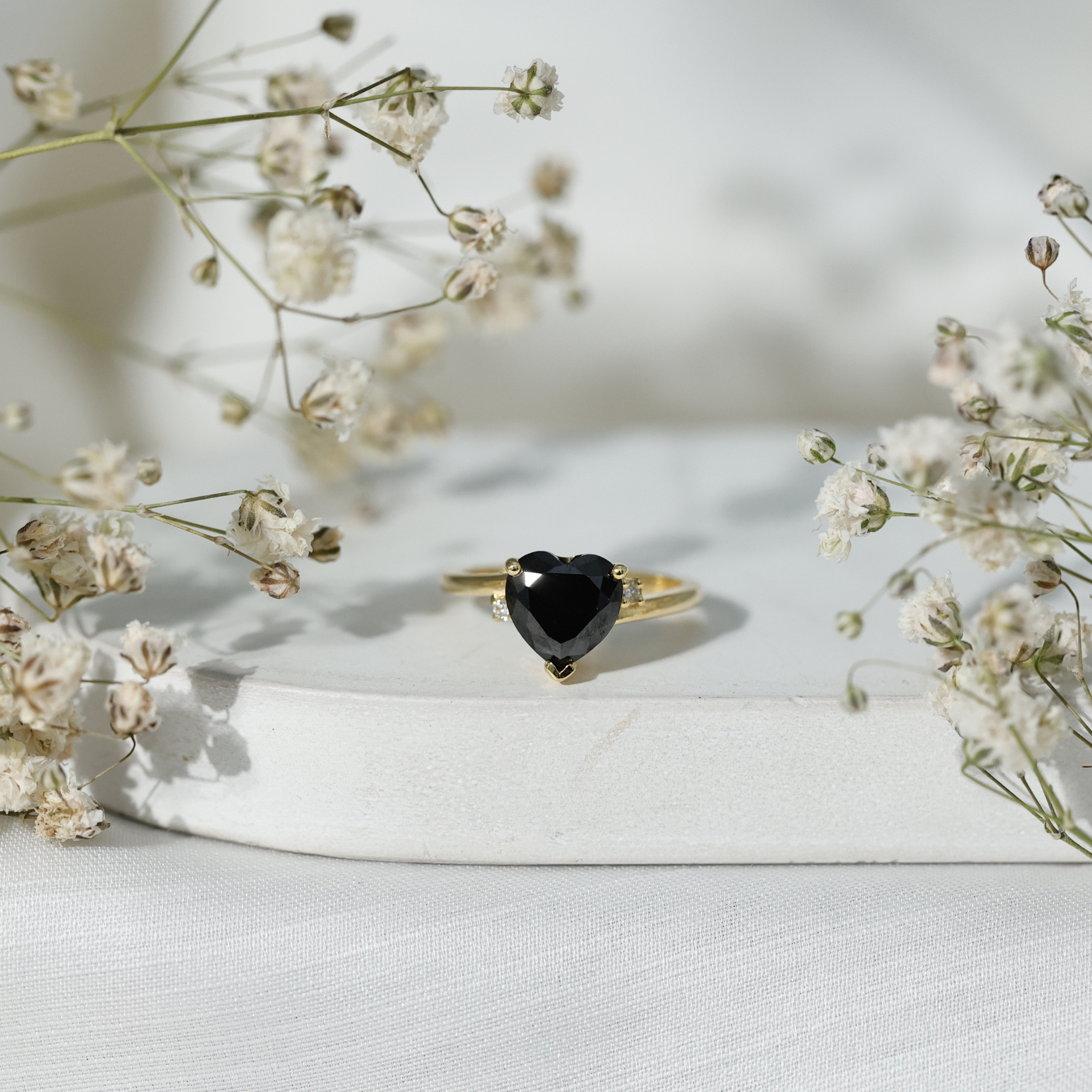 thumbnail video image 2 of Rosec Jewels Lab Created Black Diamond Heart Engagement Ring - 8 mm - Black and White Diamond Ring - AAAA Grade - with Jewelry Box, 925 Sterling Silver, US 8.50, 2 of 9