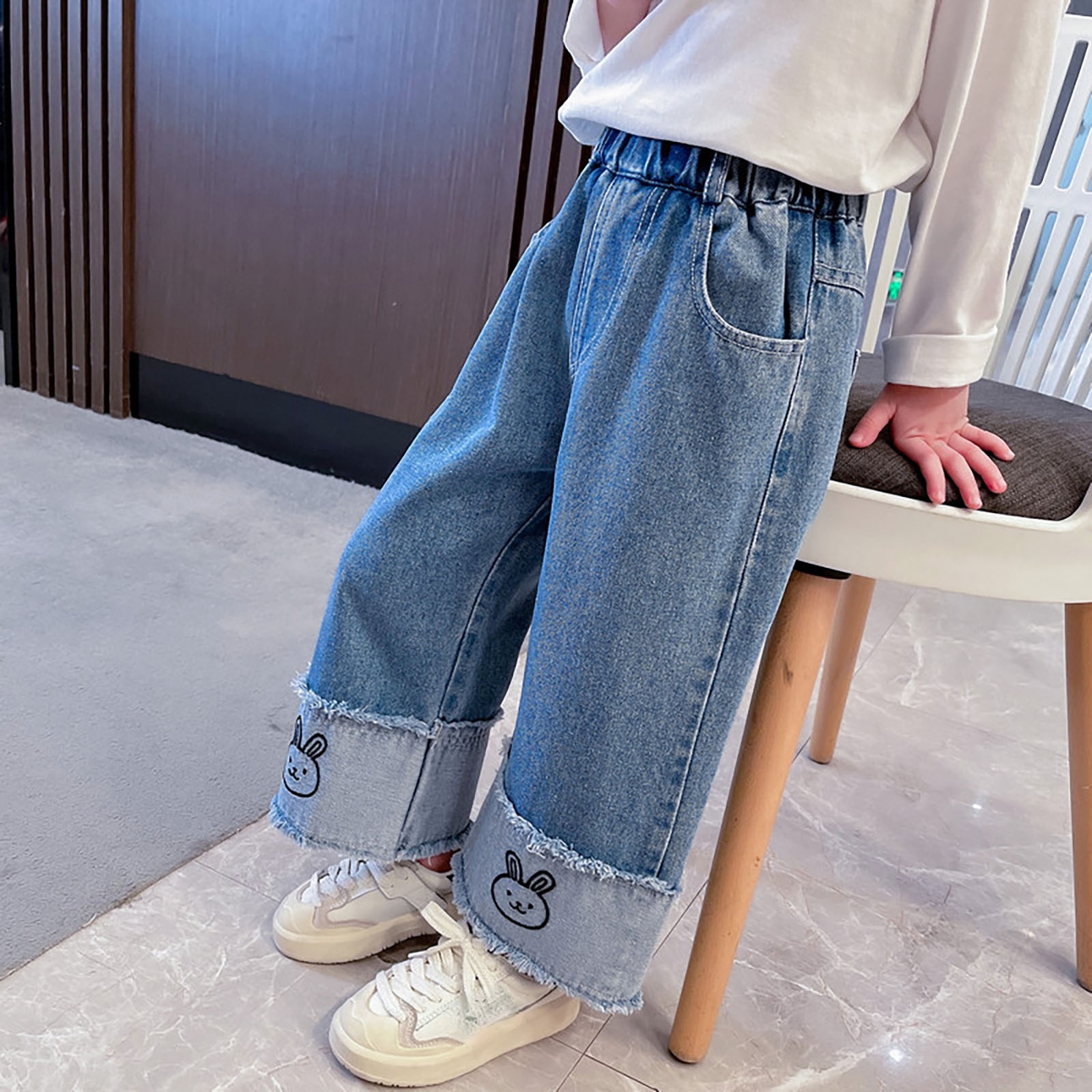 thumbnail video image 2 of THJRPQJFD Ripped Jeans for Girls Loose Jeans Cargo Pants for Clothes Size 7 90 Off Clearance Sale Girls Size 6 Clothes, Blue 12-18 Months, 2 of 10
