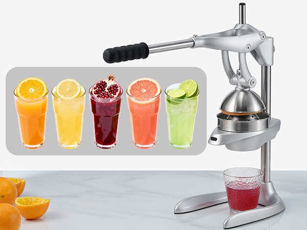 thumbnail video image 2 of Sopito manual juicer press, Effortless Cast Iron Juicer Professional Stainless Steel Juicer for Fresh Lemon, Lime, Orange & Pomegranate,Easy to Clean with Brusher, 2 of 11