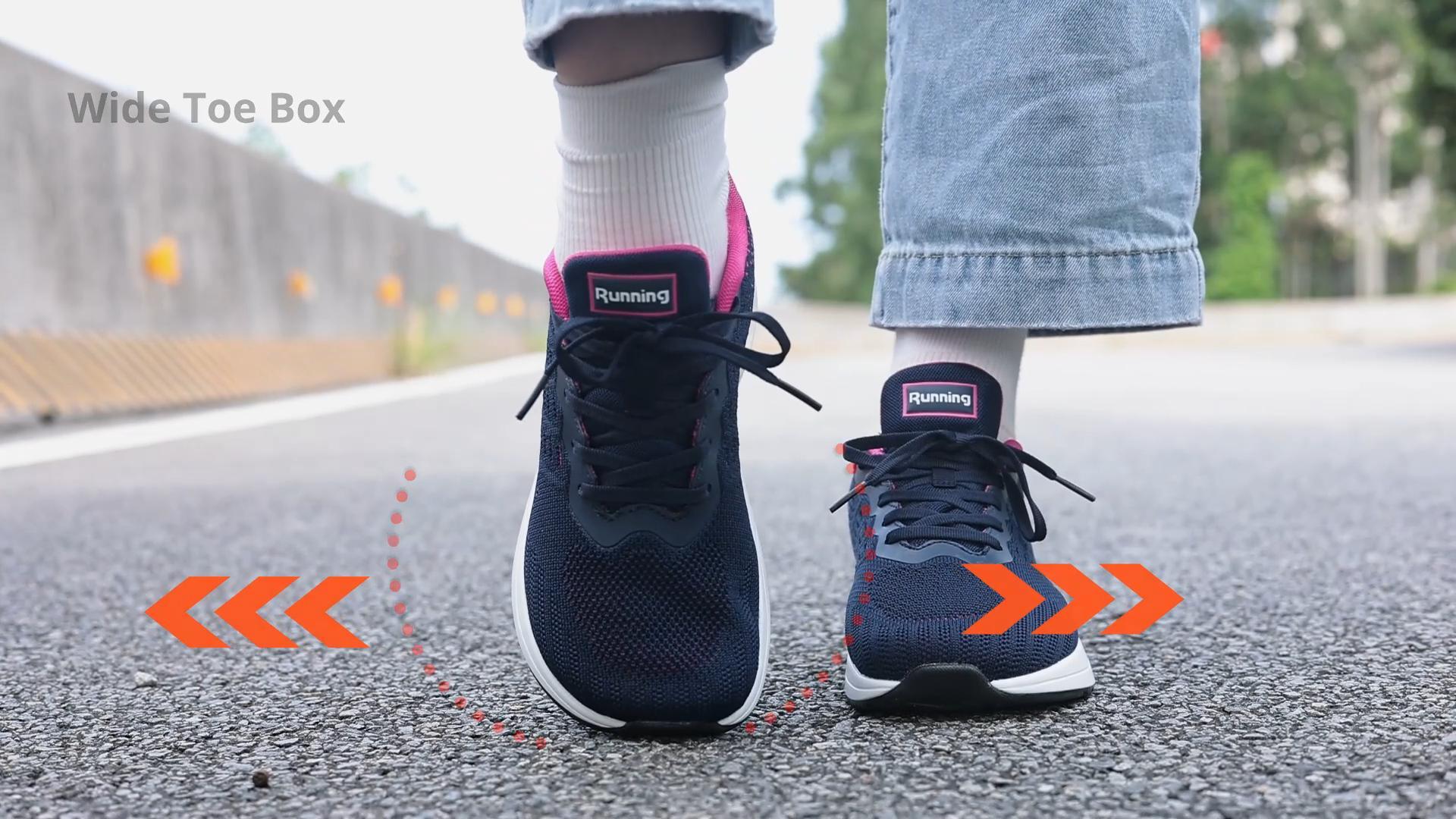 thumbnail video image 2 of Artlea Wide Toe Box Women's Walking Shoes Orthotic Tennis Shoes for Plantar Fasciitis Women Fashion Sneakers for Foot Pain Relief, Size 6-11, 2 of 7