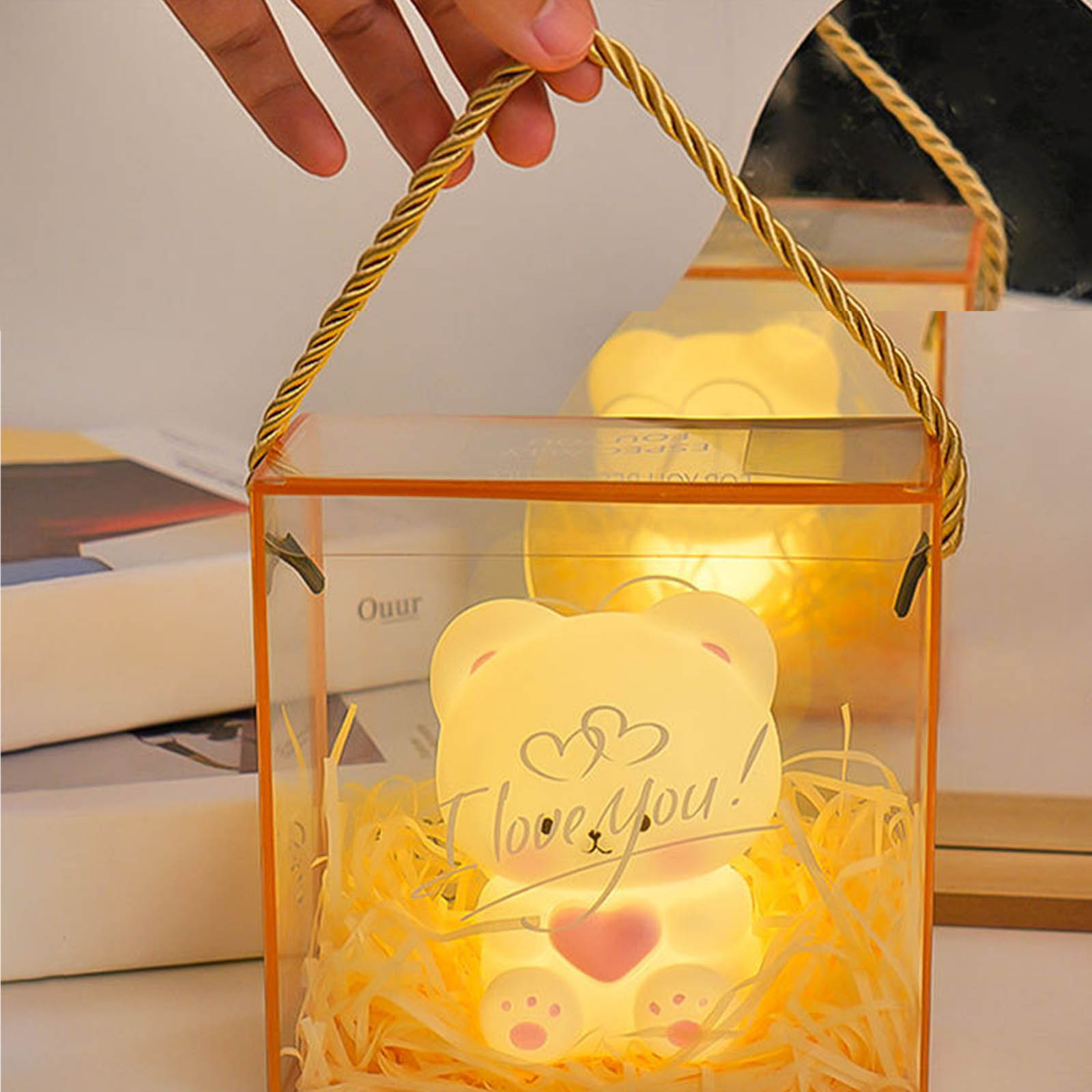 thumbnail video image 2 of Cute Night Light Love Bear Nightlight Valentines Day Gifts 3.7 Inch Dimmable Soft Night Lights for Bedroom Animals Shape LED Night Light Baby Feeding Diaper Changing and Midnight Bathroom Trips, 2 of 9