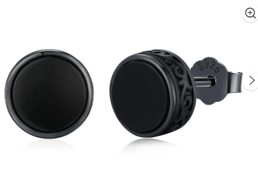 thumbnail video image 2 of Midir&Etain Black Onyx Earrings 925 Sterling Silver Black Stud Earrings Hypoallergenic Punk Earrings Vantage Gothic Jewelry Gifts for Men Women Birthday, 2 of 8