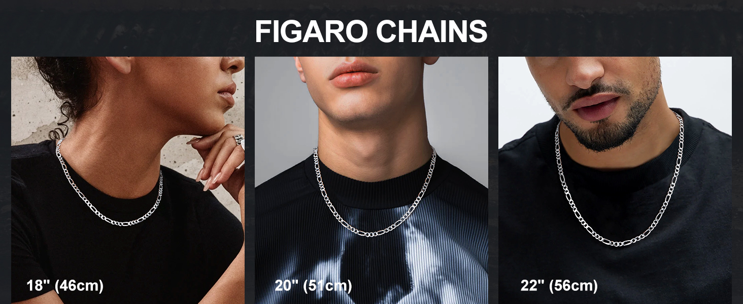 thumbnail video image 2 of Suplight Solid 925 Sterling Silver 3mm/5mm Figaro Chain Necklace for Men Women, Hip Hop Jewelry Chains, 2 of 10