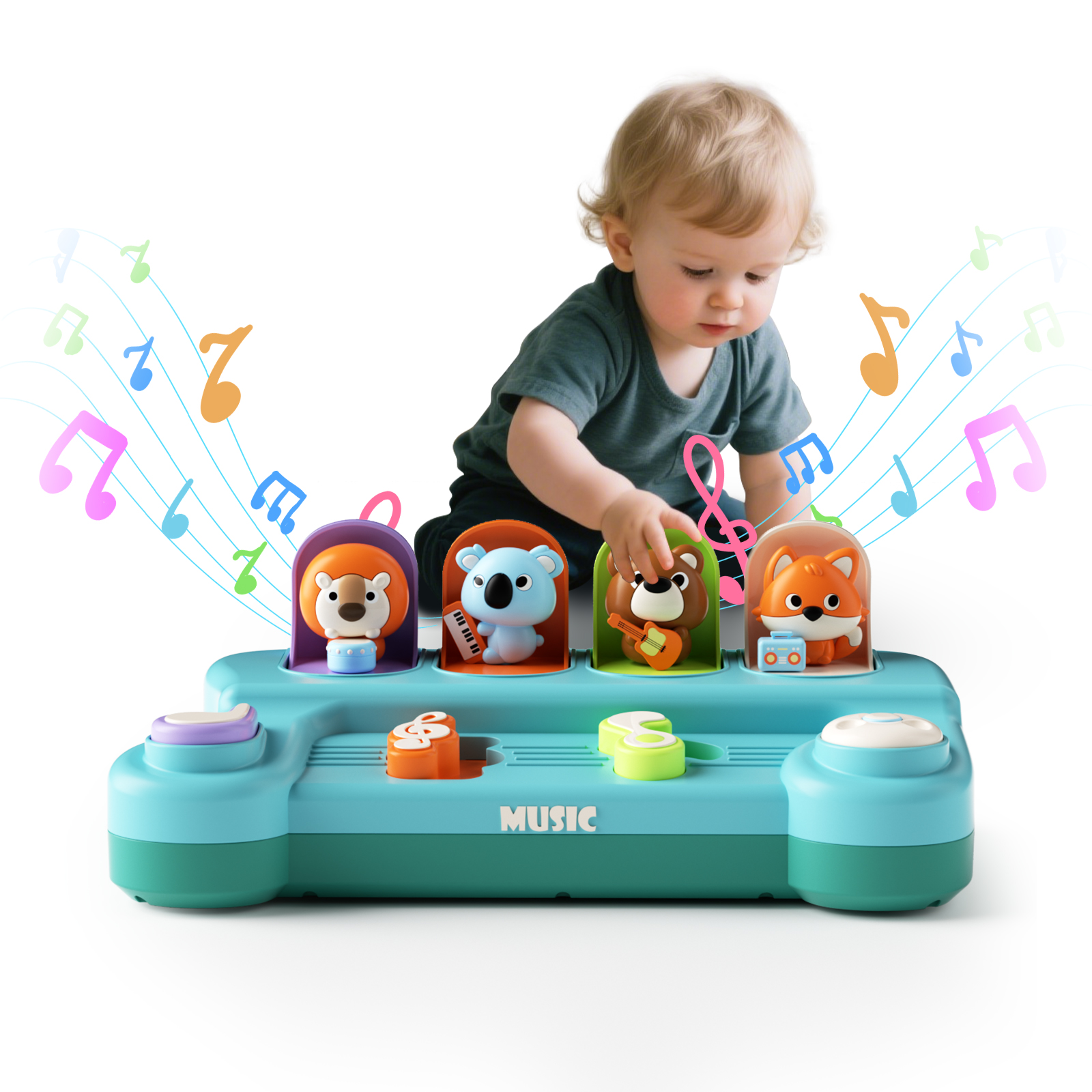 thumbnail video image 2 of Dimoarch Toy for 1 Year Old Boy Girl, Pop Up Baby Toy with Music, Cause and Effect Toy for 6-9-12-18 Months Gift for Infant, 2 of 10
