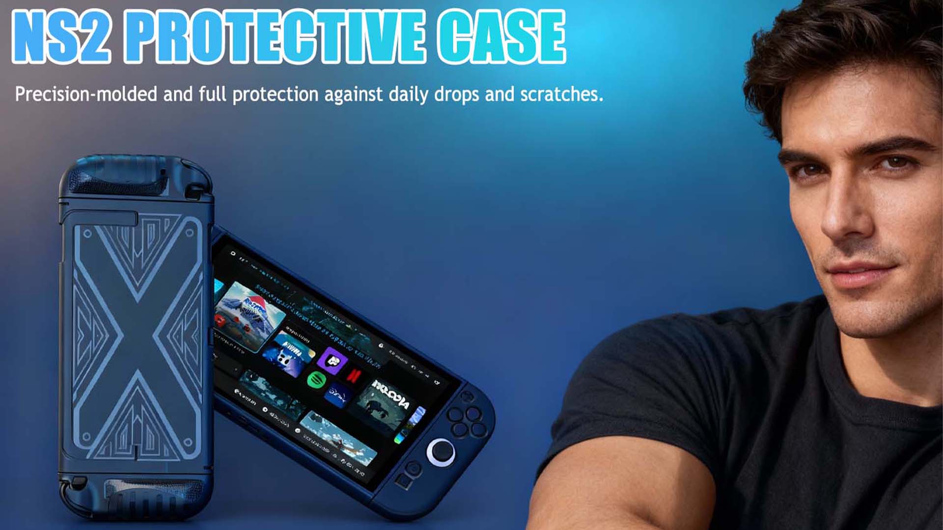 thumbnail video image 2 of Protective Case for Nintendo Switch 2 (2025), Dockable Switch 2 Case, Full Protection & Anti-Scratch & Ergonomic Design (Blue), 2 of 8