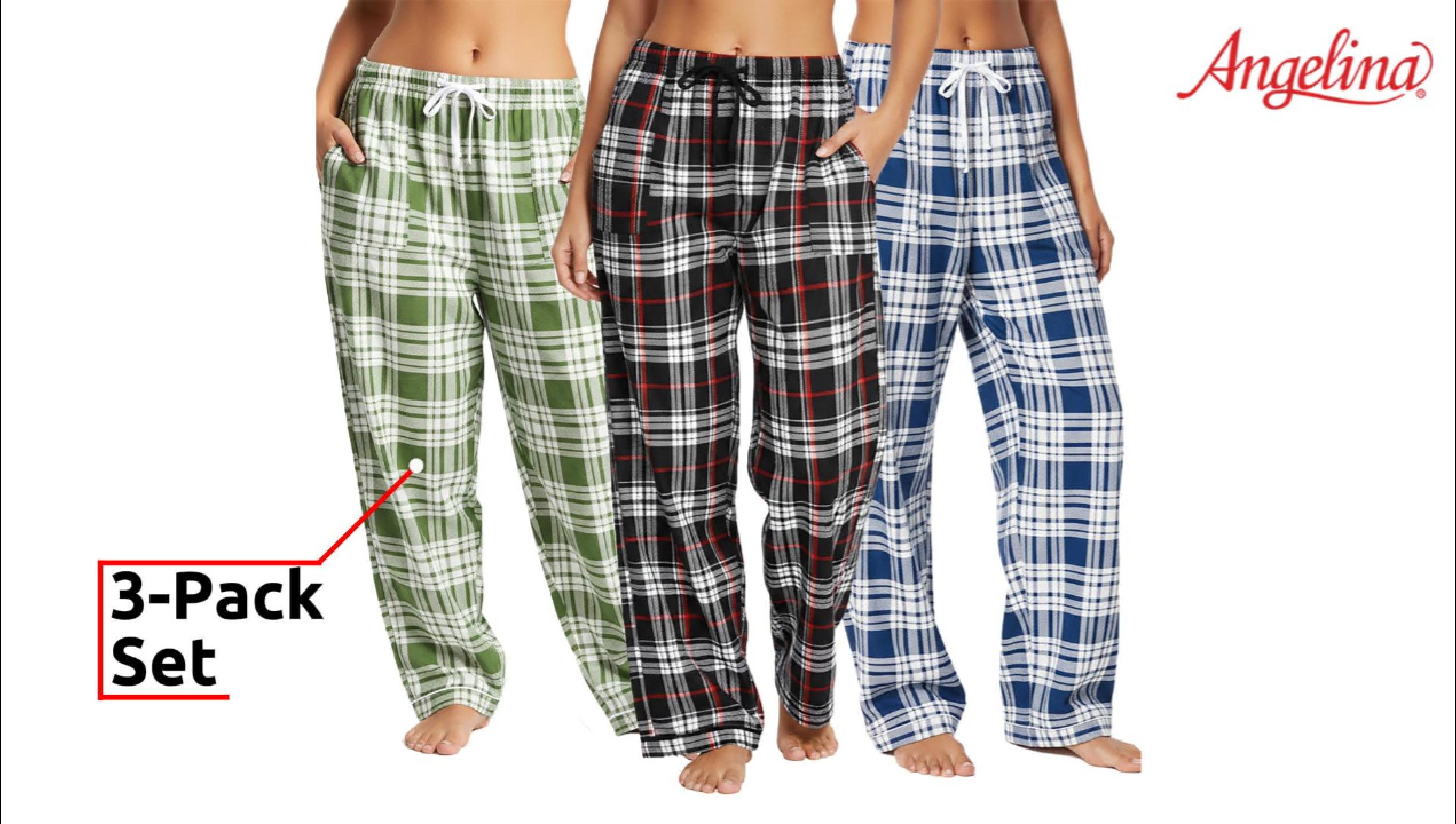 thumbnail video image 2 of Angelina Women's COZY Flannel Pajama Pants (3-Pack), 2 of 8