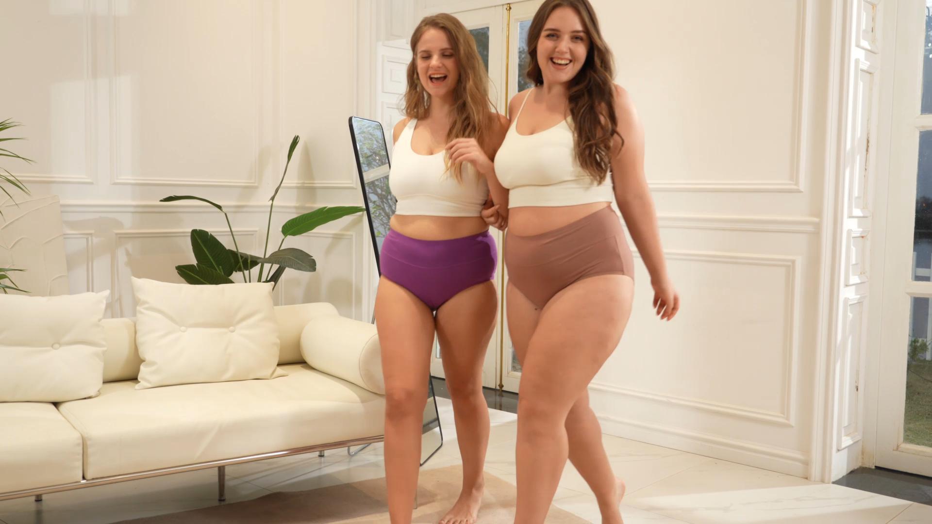 thumbnail video image 2 of INNERSY Women's Plus Size XL-5XL Cotton Underwear High Waisted Briefs Panties 4-Pack (3XL,Spring Lake), 2 of 7