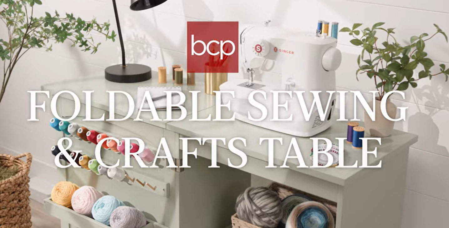 thumbnail video image 2 of Best Choice Products Sewing Machine Table & Desk w/ Craft Storage and Trays - White, 2 of 8