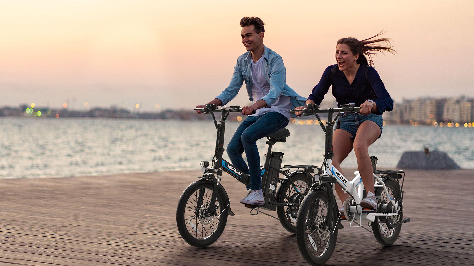 thumbnail video image 2 of VARUN Peak 750W Folding Electric Bike for Adult, 20" Electric Mountain Bike with 48V 7.8AH Removable Lithium Battery, 20 MPH Electric Commuter Bicycle up to 40 Miles, Black, 2 of 8