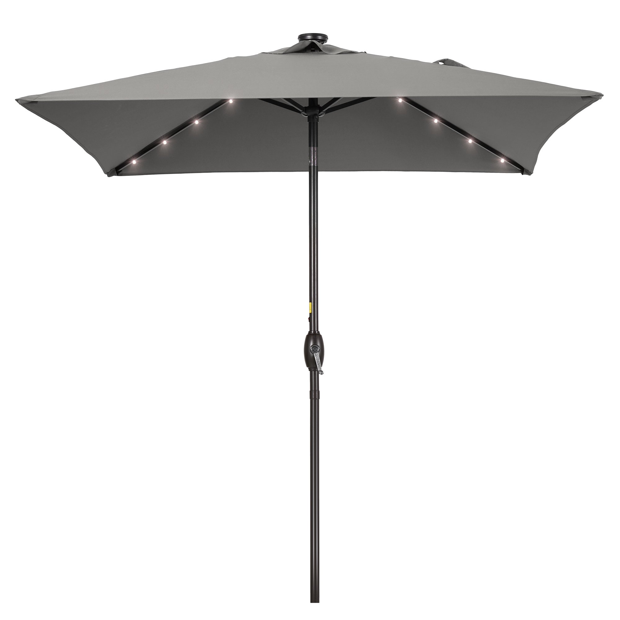 thumbnail video image 2 of ACEGOSES LED Outdoor Patio 6.5x6.5ft Deck Solar Light Market Umbrella, Outside Table Umbrellas With Polyester canopy,Gray, 2 of 9