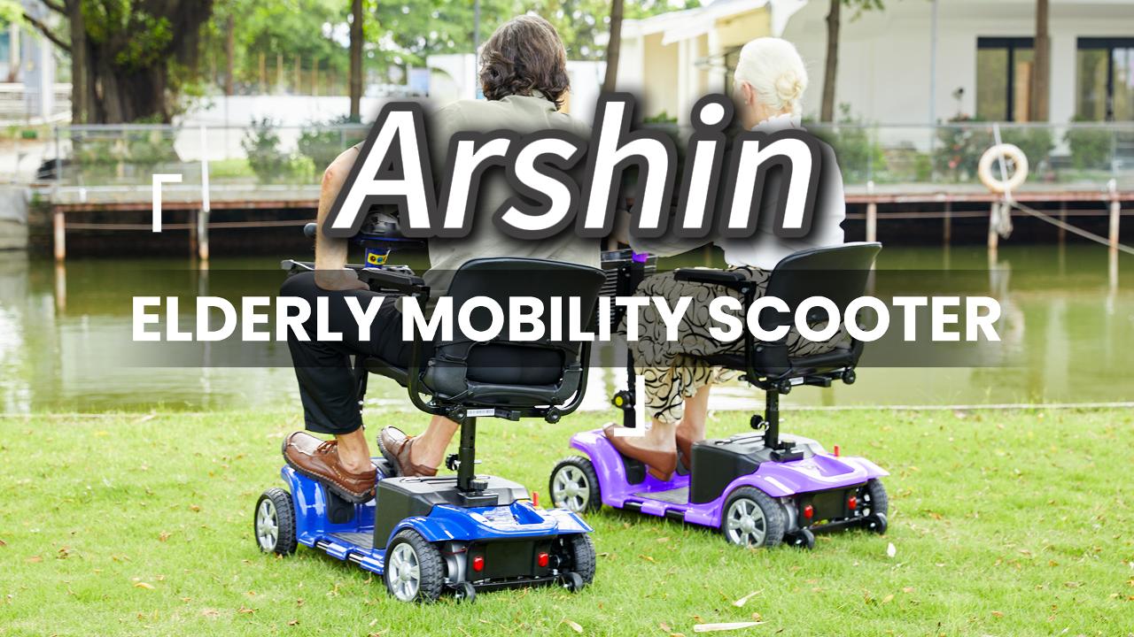 thumbnail video image 2 of Arshin Improve 4 Wheel Mobility Scooter for Seniors,Foldable Powered Mobile Wheelchair for Adult 300lbs(Red), 2 of 17