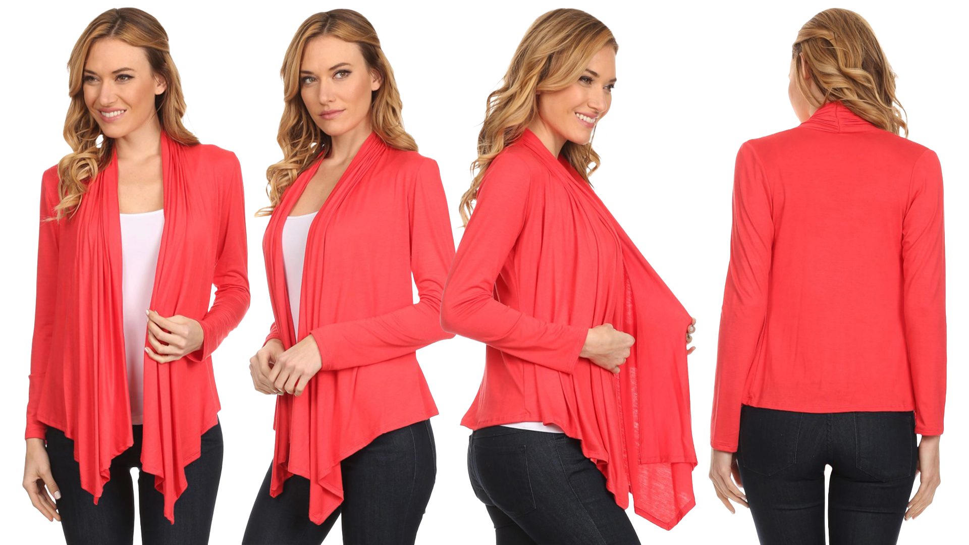 thumbnail video image 2 of Women's Casual Long Sleeve Drape Front Open Jacket Cardigan, 2 of 6