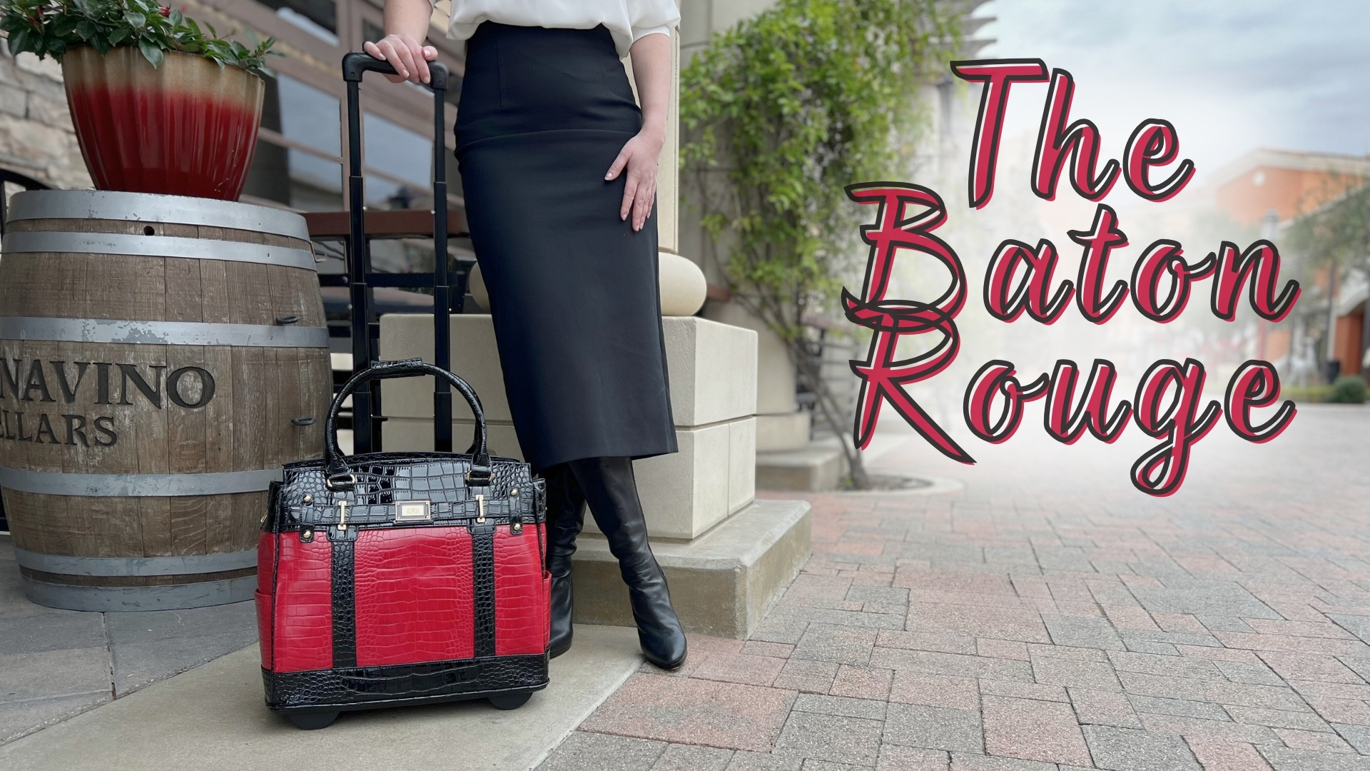 thumbnail video image 2 of The Baton Rouge Rolling Laptop Bag for Women | Designer Wheeled Briefcase | Fits 13-17" Laptops | JKM & Company Office Travel Computer Case, 2 of 10